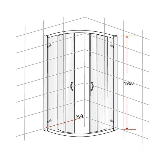 Buy 90 x 90cm Chrome Rounded Sliding 6mm Curved Shower Screen with Black Base discounted | Products On Sale Australia