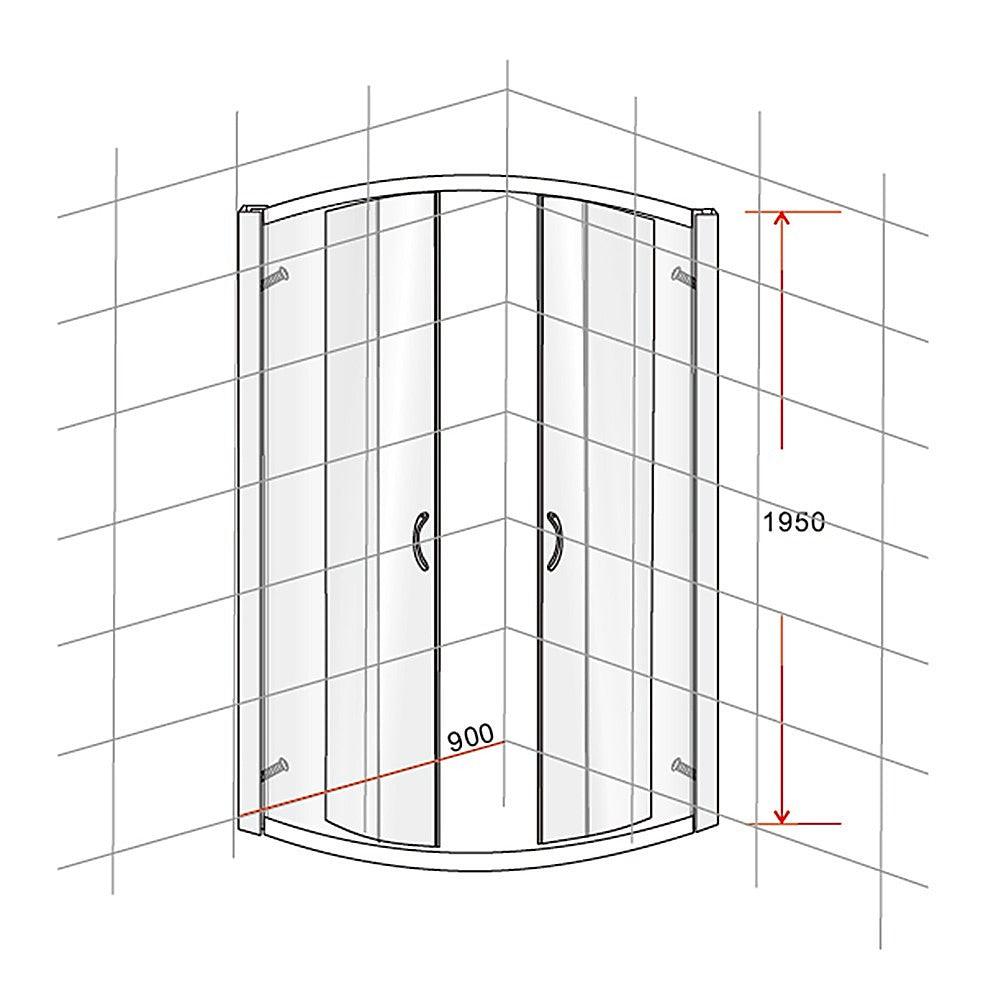 Buy 90 x 90cm Rounded Sliding 6mm Curved Shower Screen with Base in Black discounted | Products On Sale Australia