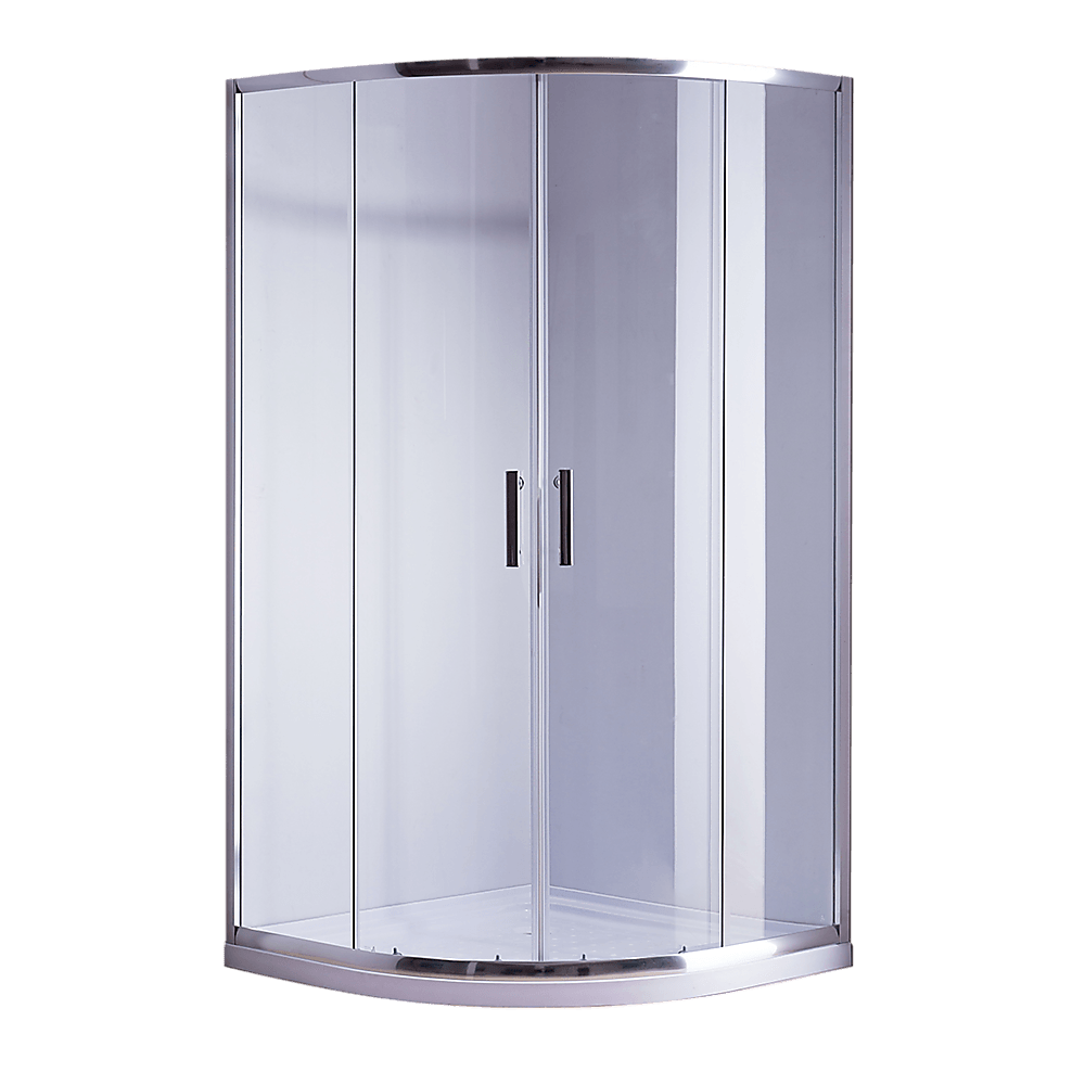 Buy 90 x 90cm Rounded Sliding 6mm Curved Shower Screen with Base in Chrome discounted | Products On Sale Australia