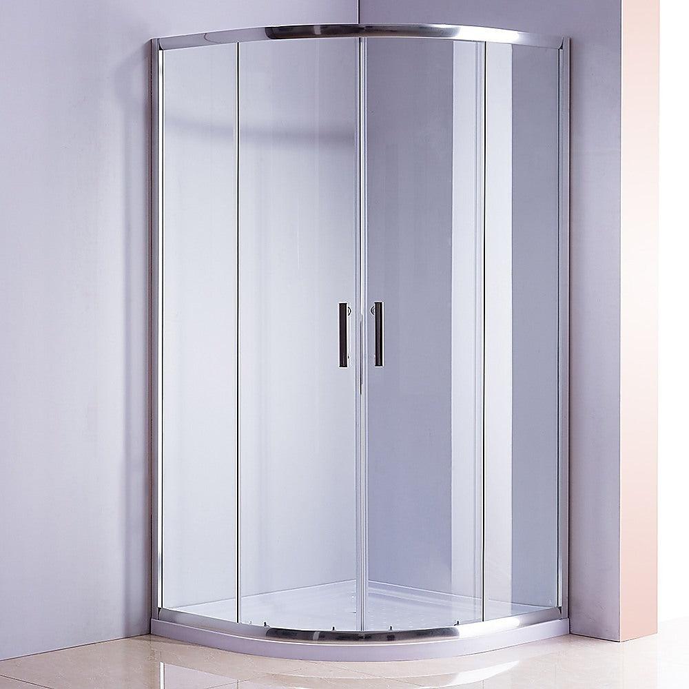 Buy 90 x 90cm Rounded Sliding 6mm Curved Shower Screen with Base in Chrome discounted | Products On Sale Australia