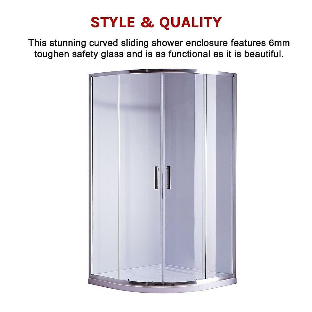 Buy 90 x 90cm Rounded Sliding 6mm Curved Shower Screen with Base in Chrome discounted | Products On Sale Australia