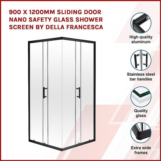 Buy 900 x 1200mm Sliding Door Nano Safety Glass Shower Screen By Della Francesca discounted | Products On Sale Australia