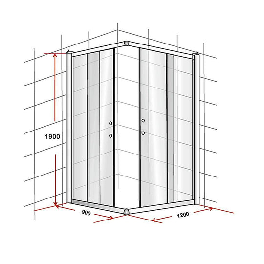 Buy 900 x 1200mm Sliding Door Nano Safety Glass Shower Screen By Della Francesca discounted | Products On Sale Australia