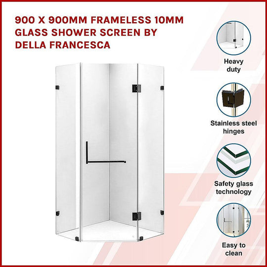 Buy 900 x 900mm Frameless 10mm Glass Shower Screen By Della Francesca discounted | Products On Sale Australia