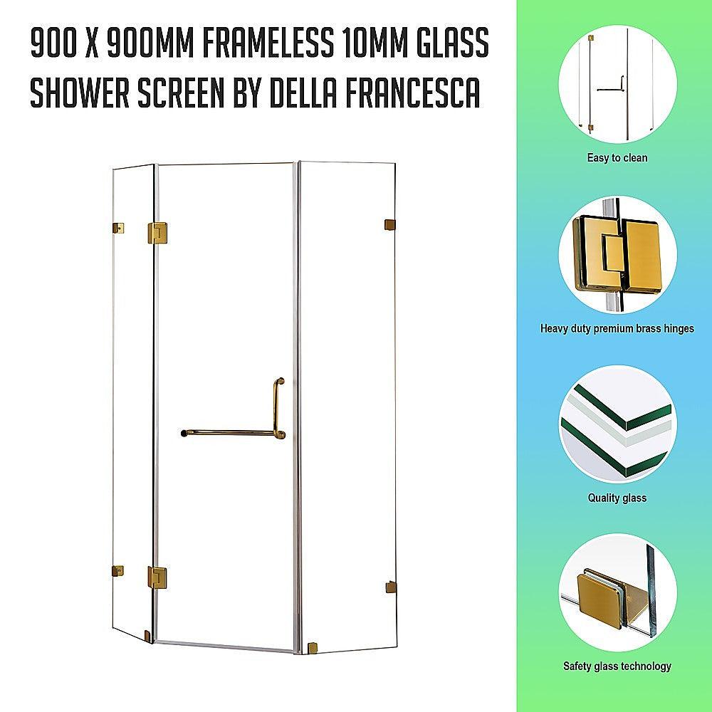 Buy 900 x 900mm Frameless 10mm Glass Shower Screen By Della Francesca discounted | Products On Sale Australia