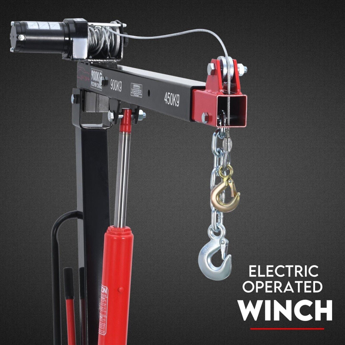 Buy 900kg Swivel Hydraulic Crane Hoist 12V Electric Jack discounted | Products On Sale Australia