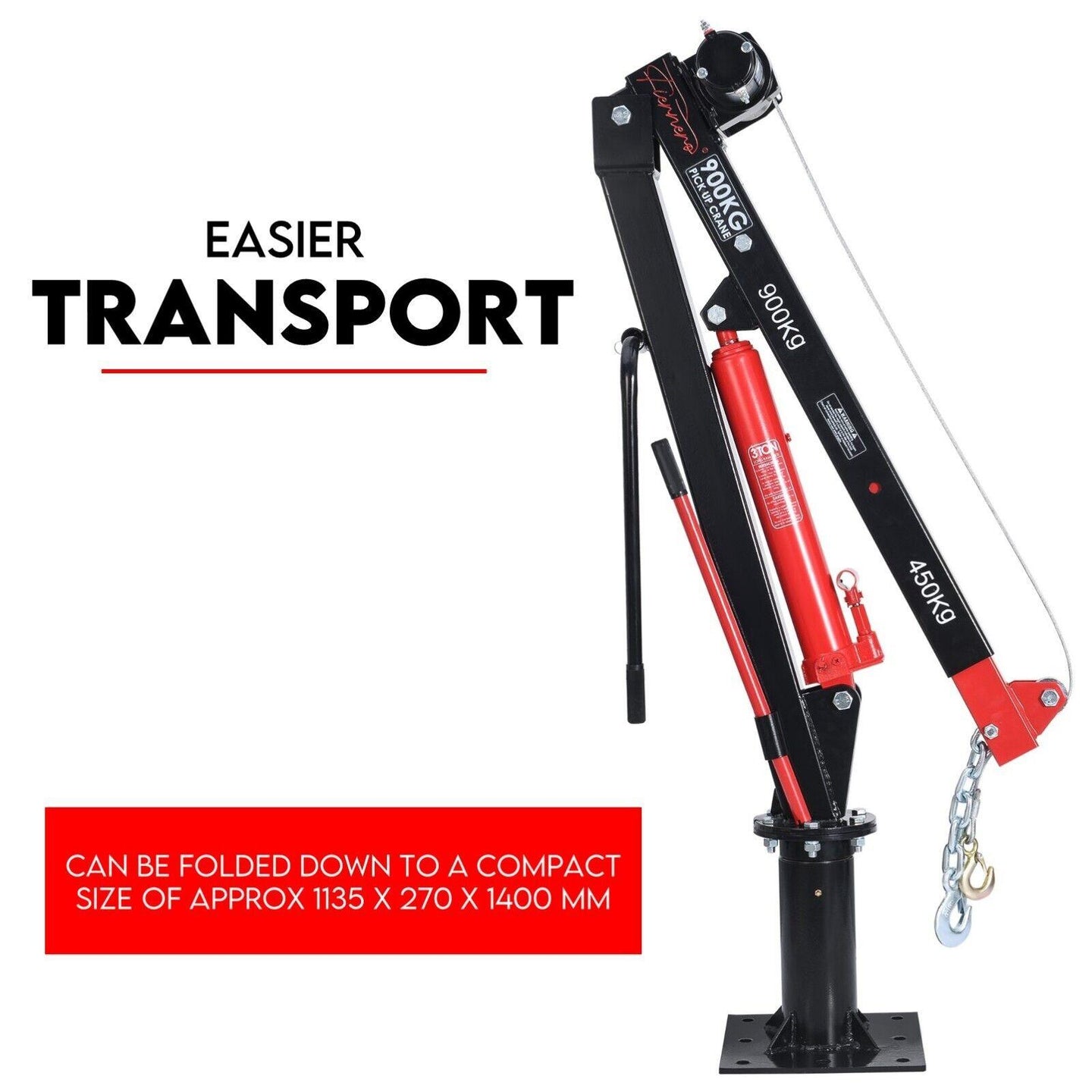 Buy 900kg Swivel Hydraulic Crane Hoist 12V Electric Jack discounted | Products On Sale Australia