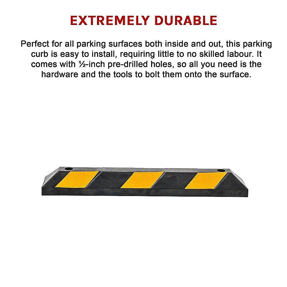 Buy 90cm Heavy Duty Rubber Curb Parking Guide Wheel Driveway Stopper Reflective Yellow discounted | Products On Sale Australia