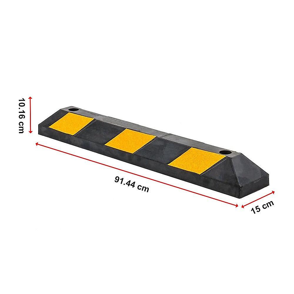 Buy 90cm Heavy Duty Rubber Curb Parking Guide Wheel Driveway Stopper Reflective Yellow discounted | Products On Sale Australia