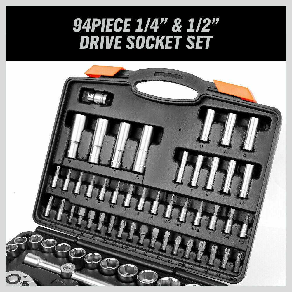 Buy 94Pc Socket Ratchet Wrench Set Screwdriver Bits Extension Torx Hex 1/4" 1/2" Dr. discounted | Products On Sale Australia