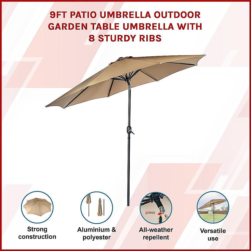 Buy 9FT Patio Umbrella Outdoor Garden Table Umbrella with 8 Sturdy Ribs discounted | Products On Sale Australia