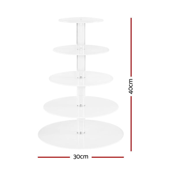 Buy 5-Star Chef Cake Stand 5 Tiers Acrylic Holder Display Round Clear Wedding Party | Products On Sale Australia