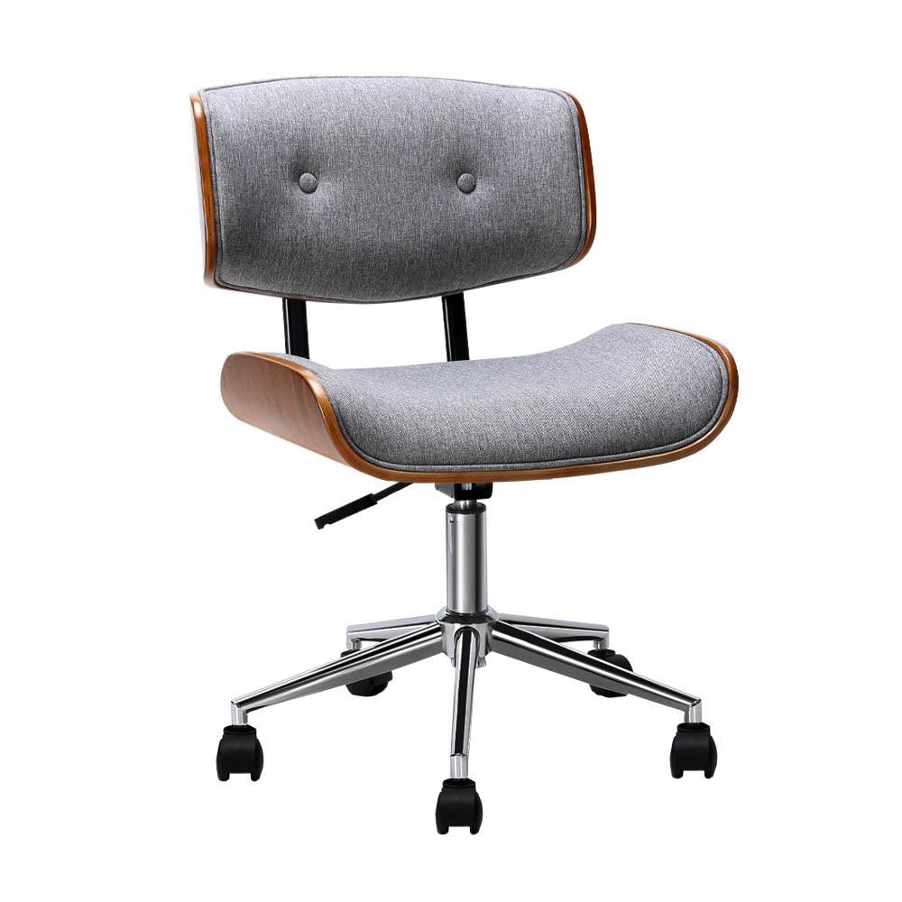 Buy Artiss Wooden Office Chair Fabric Seat Grey discounted | Products On Sale Australia