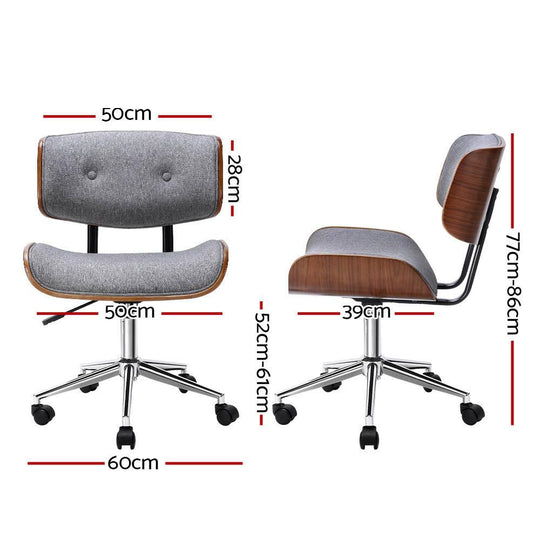 Buy Artiss Wooden Office Chair Fabric Seat Grey discounted | Products On Sale Australia