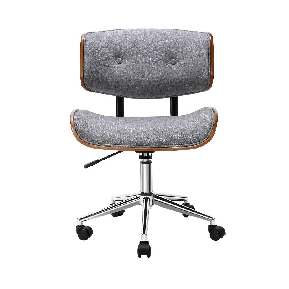 Buy Artiss Wooden Office Chair Fabric Seat Grey discounted | Products On Sale Australia