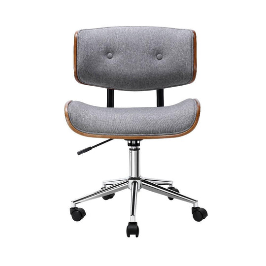 Buy Artiss Wooden Office Chair Fabric Seat Grey discounted | Products On Sale Australia