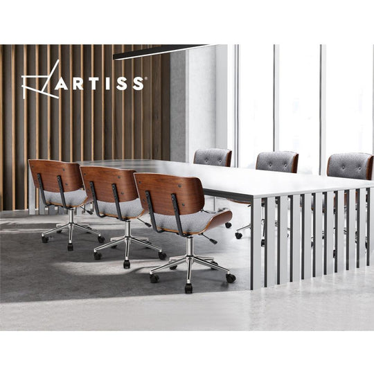 Buy Artiss Wooden Office Chair Fabric Seat Grey discounted | Products On Sale Australia