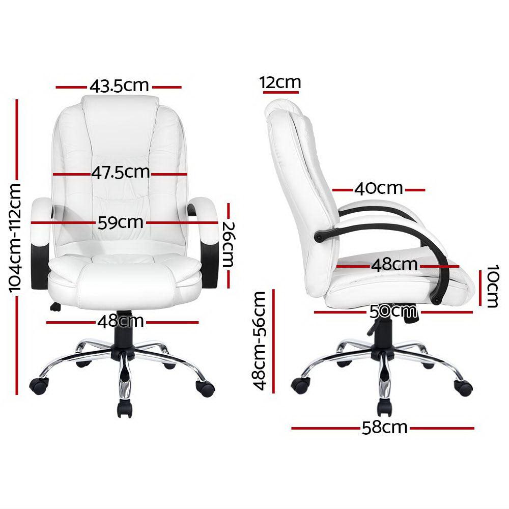 Buy Artiss Executive Office Chair Leather Tilt White discounted | Products On Sale Australia