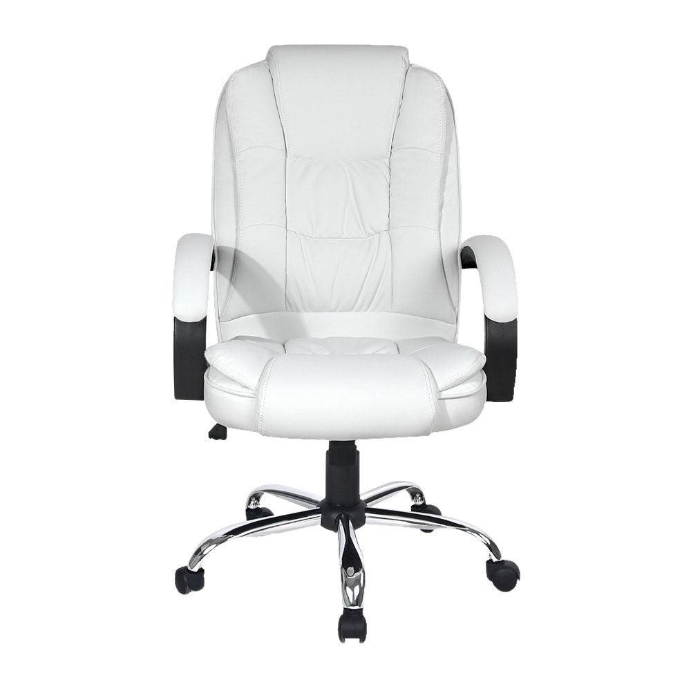 Buy Artiss Executive Office Chair Leather Tilt White discounted | Products On Sale Australia