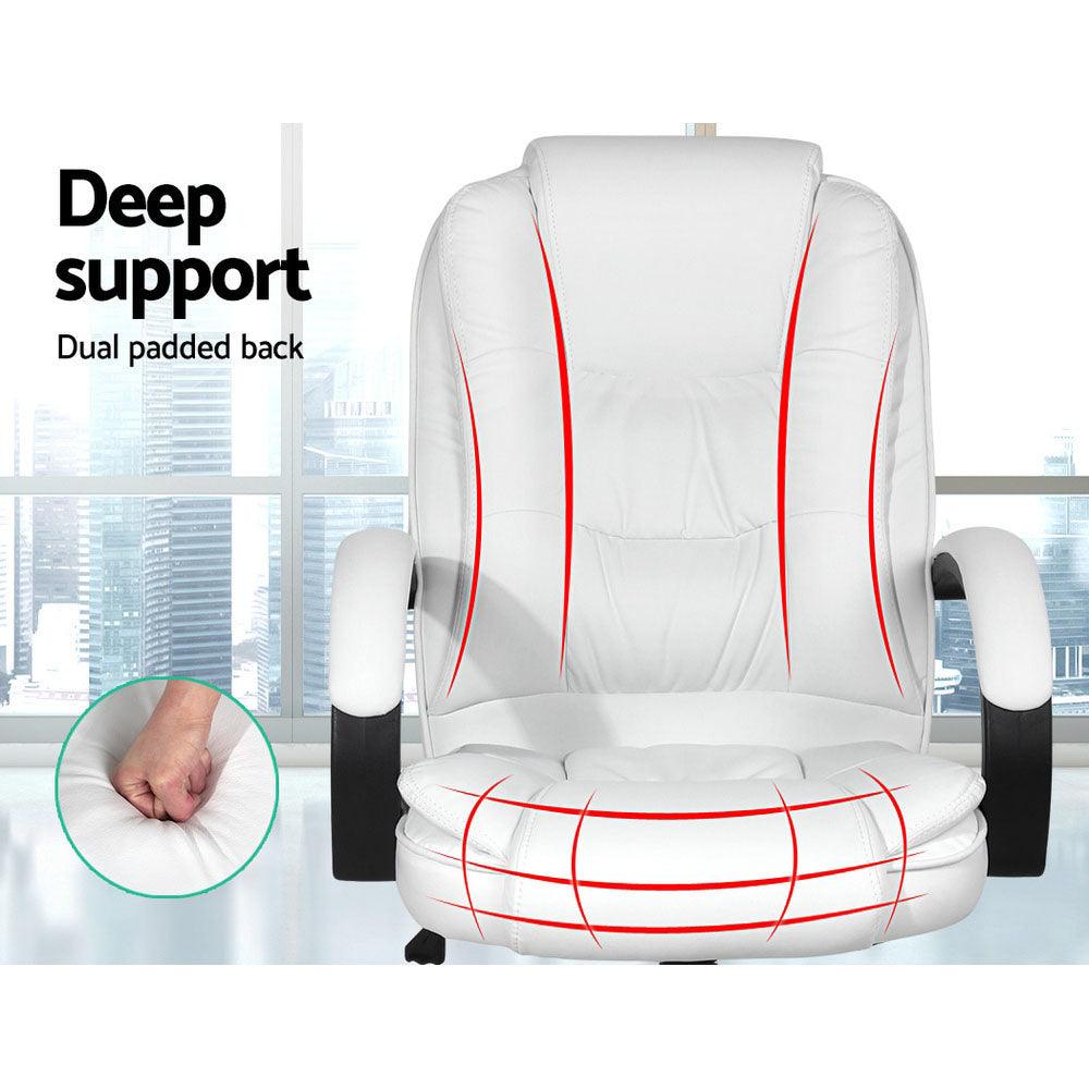 Buy Artiss Executive Office Chair Leather Tilt White discounted | Products On Sale Australia