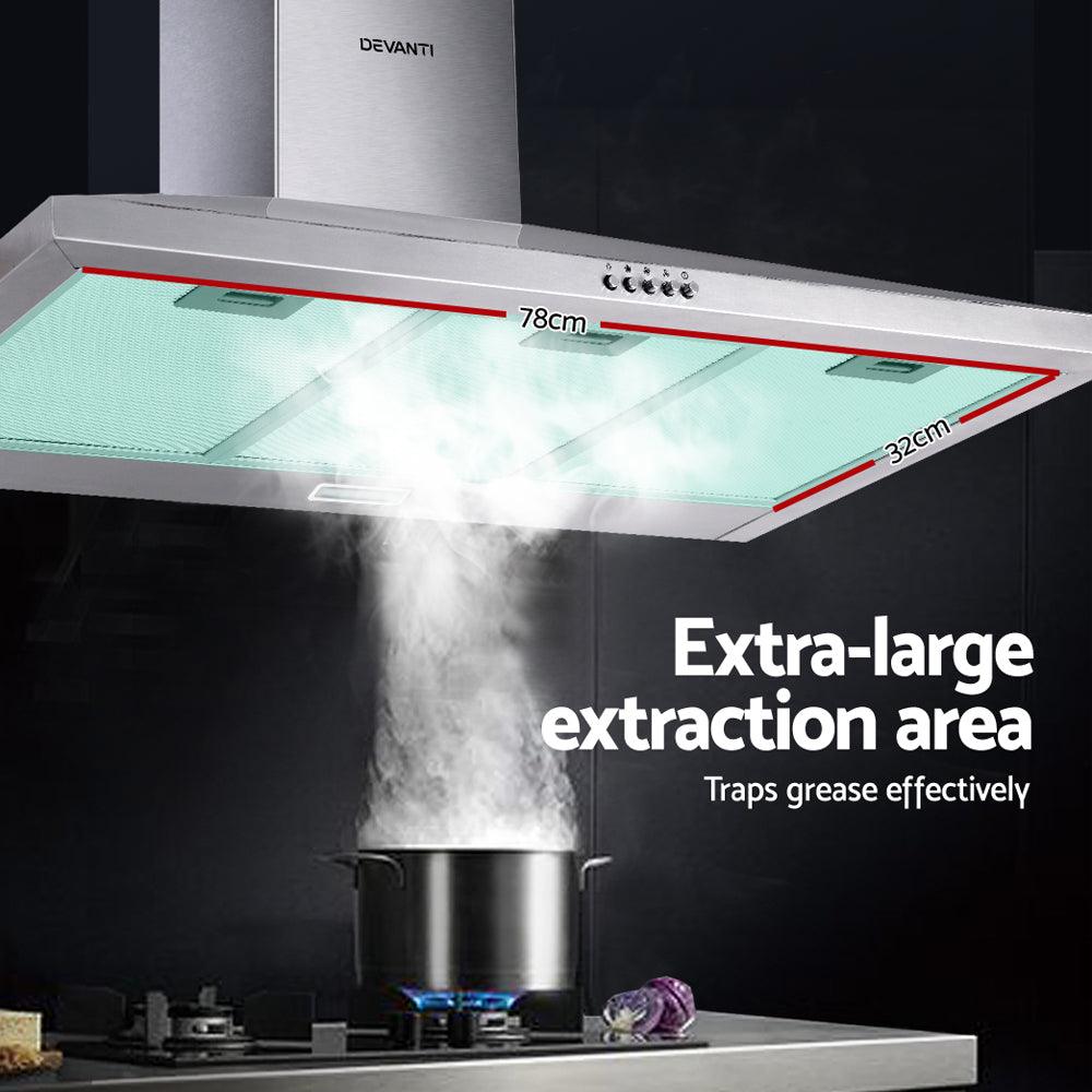 Buy Devanti 900mm Range Hood 90cm Rangehood Stainless Steel discounted | Products On Sale Australia