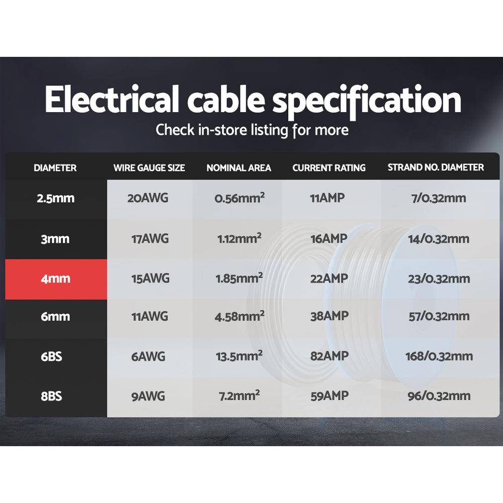 Buy Giantz 4MM 100M Twin Core Wire Electrical Cable Extension Car 450V 2 Sheath discounted | Products On Sale Australia