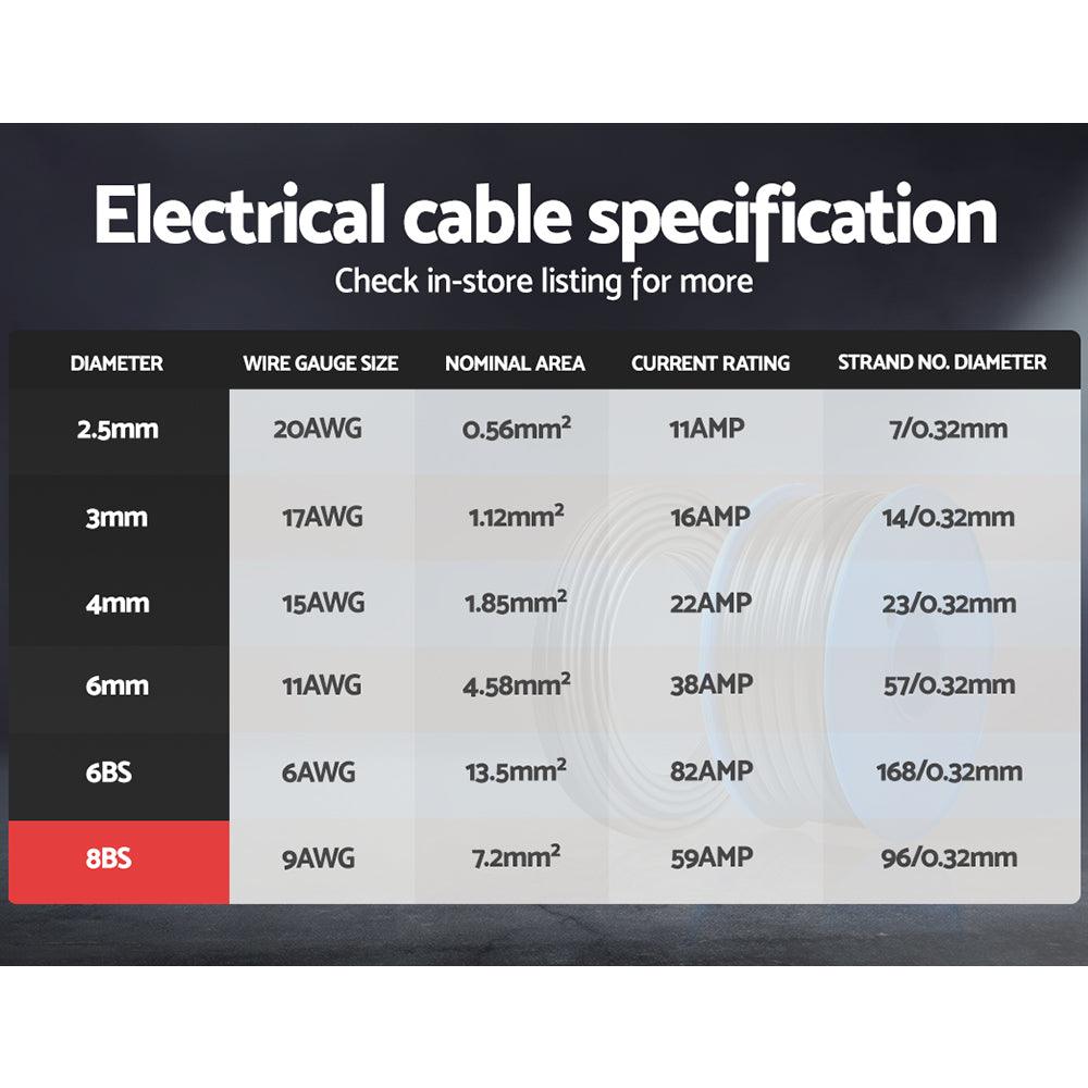 Buy Giantz 8B&S 10M Twin Core Wire Electrical Cable Extension Car 450V 2 Sheath discounted | Products On Sale Australia