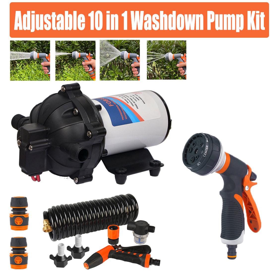 Buy 6.6GPM Washdown Pump Kit 12V Wash Pump w/ Hose Nozzle For Caravan RV Marine Boat discounted | Products On Sale Australia