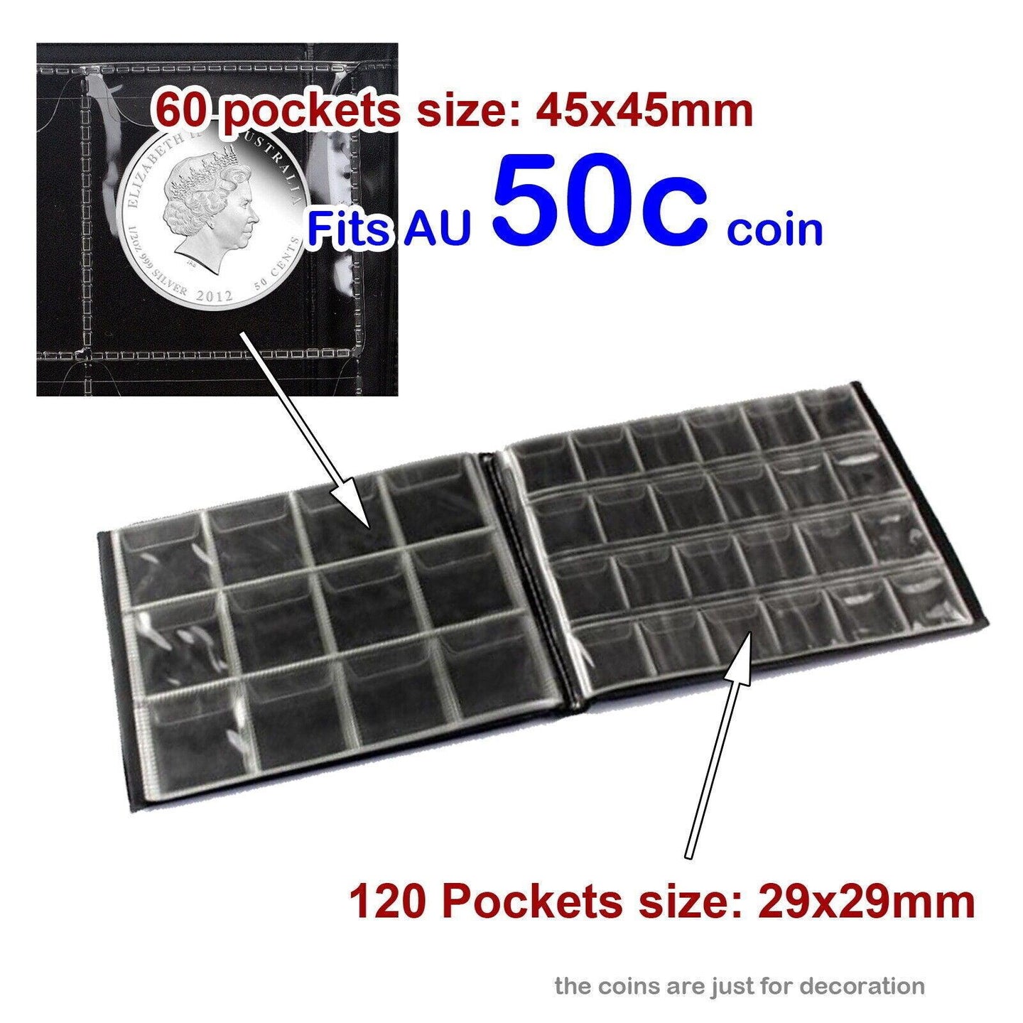 Buy 180 Coin Holder Collection Storage Collecting Money Penny Pockets Album Book AU discounted | Products On Sale Australia