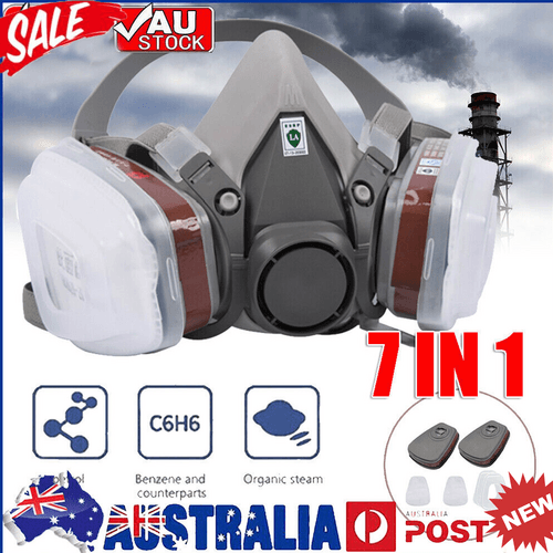 Buy 7 IN 1 Gas Mask Full Face Respirator Paint Spray Chemical Facepiece Reusable AU discounted | Products On Sale Australia