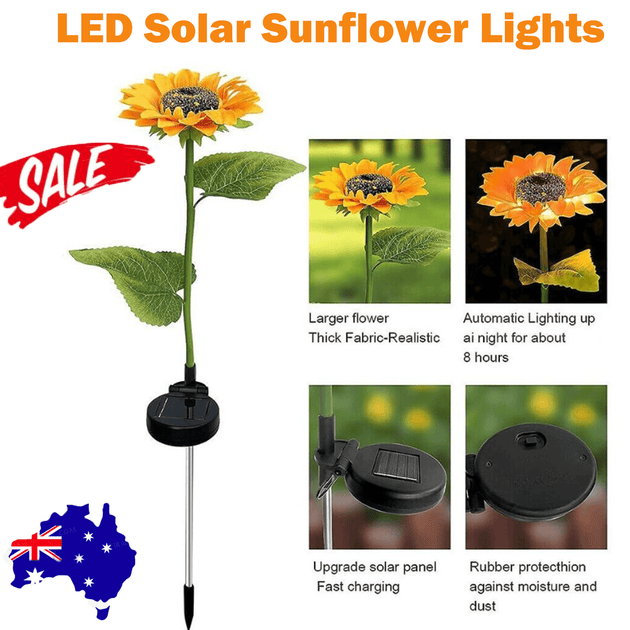 Buy LED Solar Sunflower Lights Flower Lamp Landscape Lawn Path Garden AU Day | Products On Sale Australia