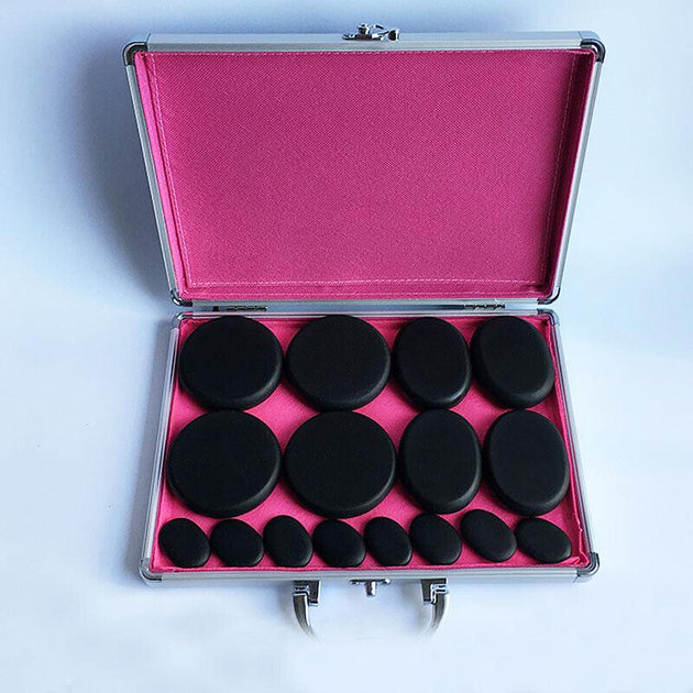 Buy 16 Pcs Hot Massage Basalt Stone Volcanic Stones Kit Rock SPA Oiled Massager Salon discounted | Products On Sale Australia