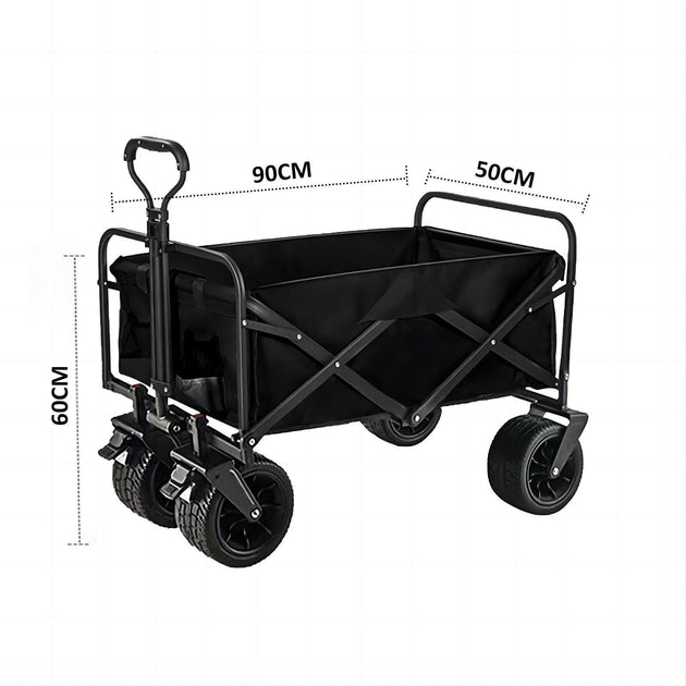 Buy 1PC Foldable Shopping Cart ( Black ), Heavy Duty Collapsible Wagon with All-Terrain 10cm Wheels, Load 150kg, Portable 160 Liter Large Capacity Beach Wagon, Camping, Garden, Beach Day, Picnics, Shopping, Outdoor Grocery Cart with Adjustable Handle | Products On Sale Australia