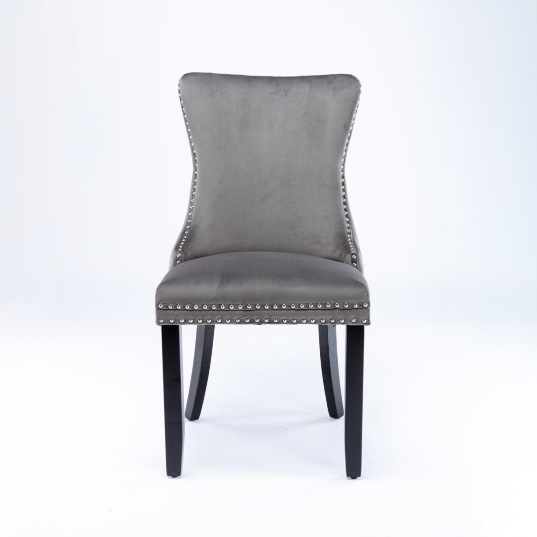 Buy 4x Velvet Upholstered Dining Chairs Tufted Wingback Side Chair with Studs Trim Solid Wood Legs for Kitchen discounted | Products On Sale Australia