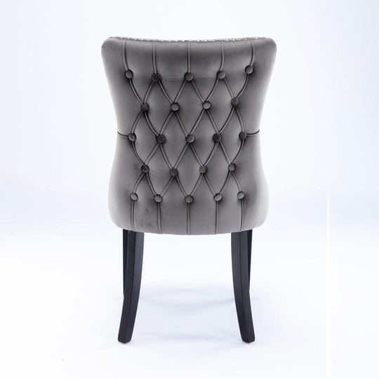 Buy 4x Velvet Upholstered Dining Chairs Tufted Wingback Side Chair with Studs Trim Solid Wood Legs for Kitchen discounted | Products On Sale Australia