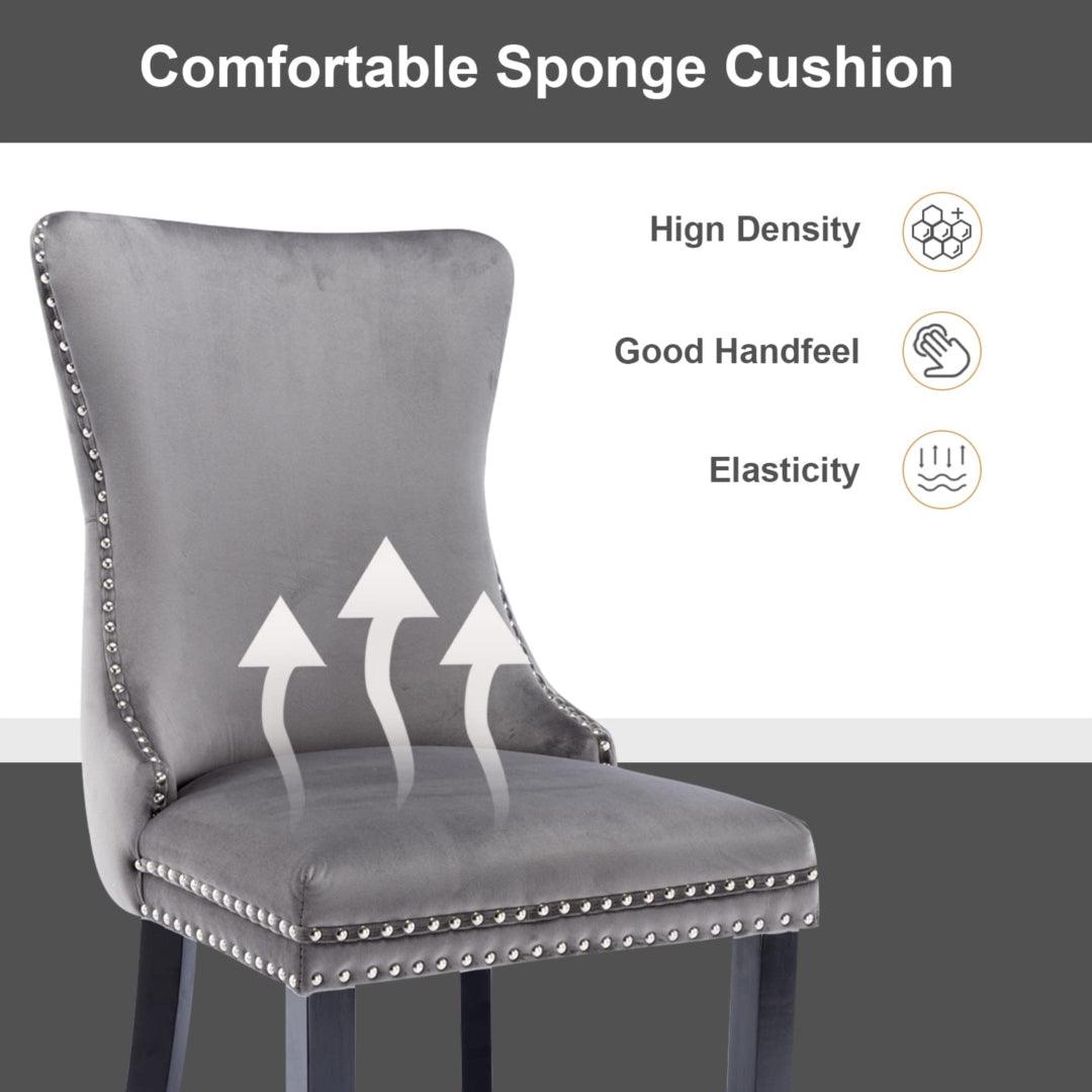 Buy 4x Velvet Upholstered Dining Chairs Tufted Wingback Side Chair with Studs Trim Solid Wood Legs for Kitchen discounted | Products On Sale Australia