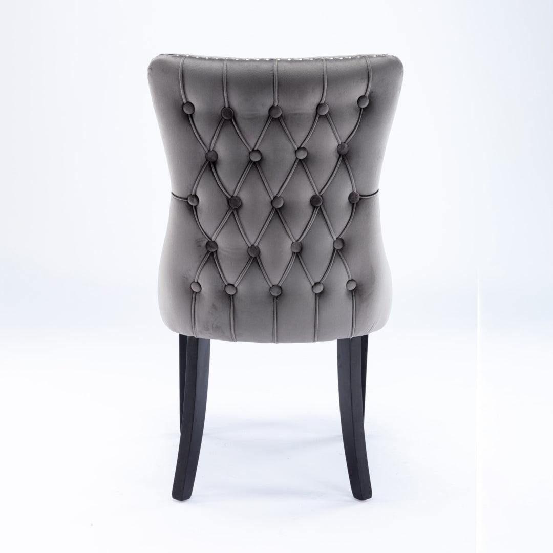 Buy 6x Velvet Upholstered Dining Chairs Tufted Wingback Side Chair with Studs Trim Solid Wood Legs for Kitchen discounted | Products On Sale Australia