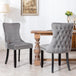 Buy 6x Velvet Upholstered Dining Chairs Tufted Wingback Side Chair with Studs Trim Solid Wood Legs for Kitchen discounted | Products On Sale Australia