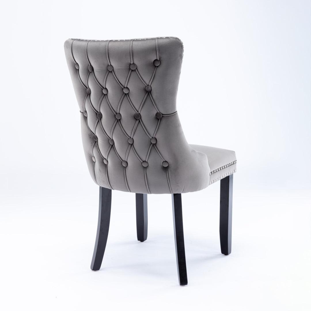 Buy 8x Velvet Upholstered Dining Chairs Tufted Wingback Side Chair with Studs Trim Solid Wood Legs for Kitchen discounted | Products On Sale Australia