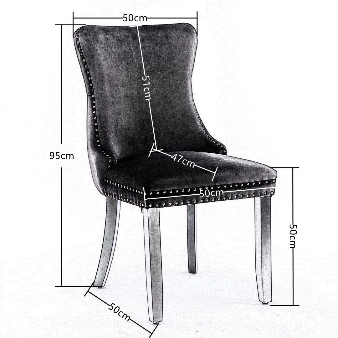 Buy 8x Velvet Upholstered Dining Chairs Tufted Wingback Side Chair with Studs Trim Solid Wood Legs for Kitchen discounted | Products On Sale Australia