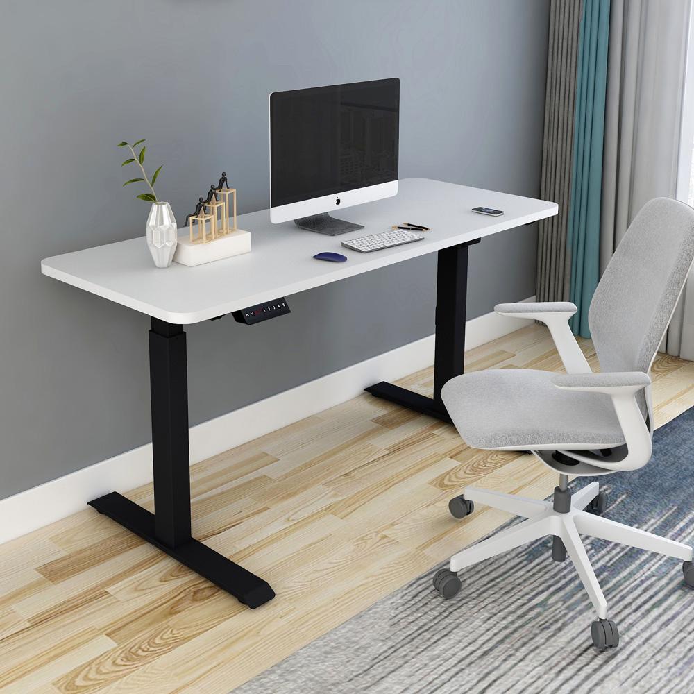 Buy 160cm Standing Desk Height Adjustable Sit Stand Motorised Black Single Motor Frame Maple Top discounted | Products On Sale Australia