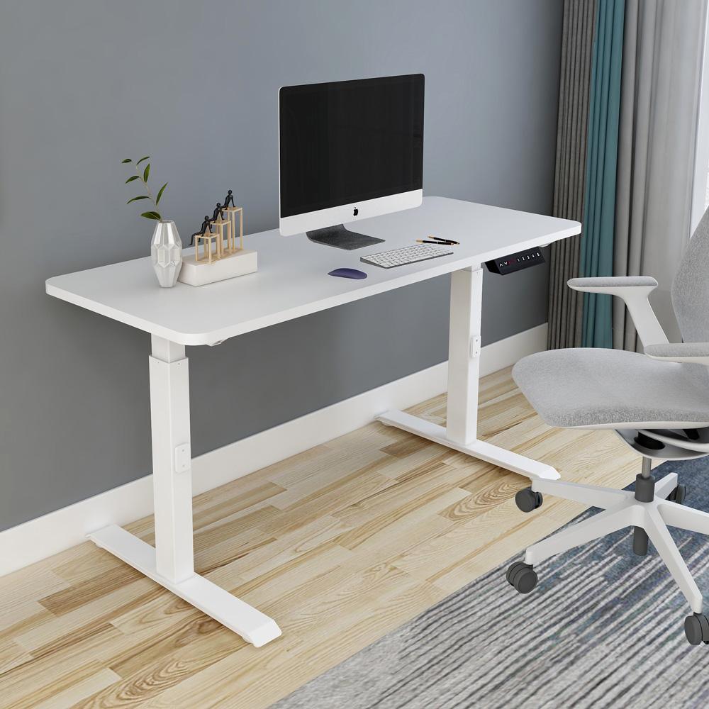 Buy 160cm Standing Desk Height Adjustable Sit Stand Motorised Black Single Motor Frame Maple Top discounted | Products On Sale Australia