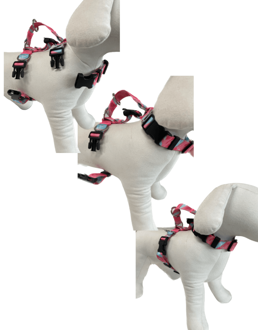 Buy Dog Double-Lined Straps Harness Adjustable M MARBLE PINK discounted | Products On Sale Australia