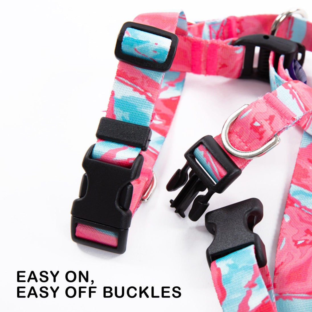 Buy Dog Double-Lined Straps Harness Adjustable M MARBLE PINK discounted | Products On Sale Australia