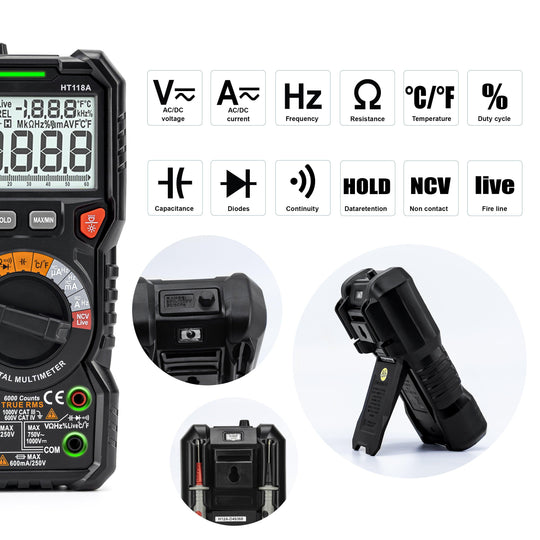 Buy KAIWEETS Digital Multimeter TRMS 6000 Counts Voltmeter Auto-Ranging Fast Accurately Measures Voltage Current Amp Resistance Diodes Continuity Duty-Cycle Capacitance Temperature for Automotive discounted | Products On Sale Australia