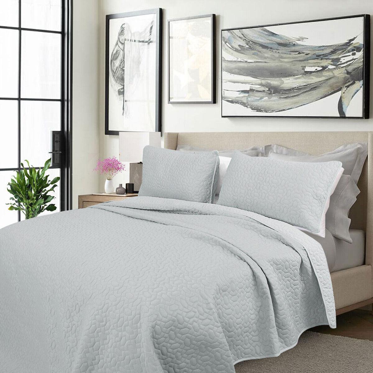 Buy Shangri La 2000TC Silver Cooling Embroidered 3 Pcs Comforter Set King discounted | Products On Sale Australia