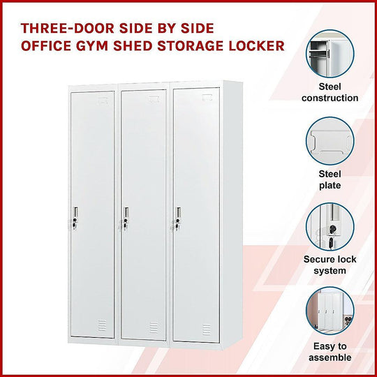 Buy Three-Door Side by Side Office Gym Shed Storage Locker discounted | Products On Sale Australia