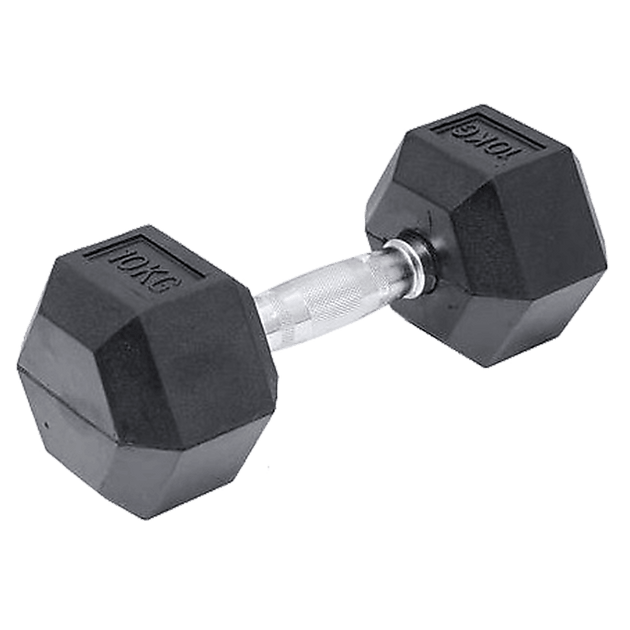 Buy 10KG Commercial Rubber Hex Dumbbell Gym Weight discounted | Products On Sale Australia