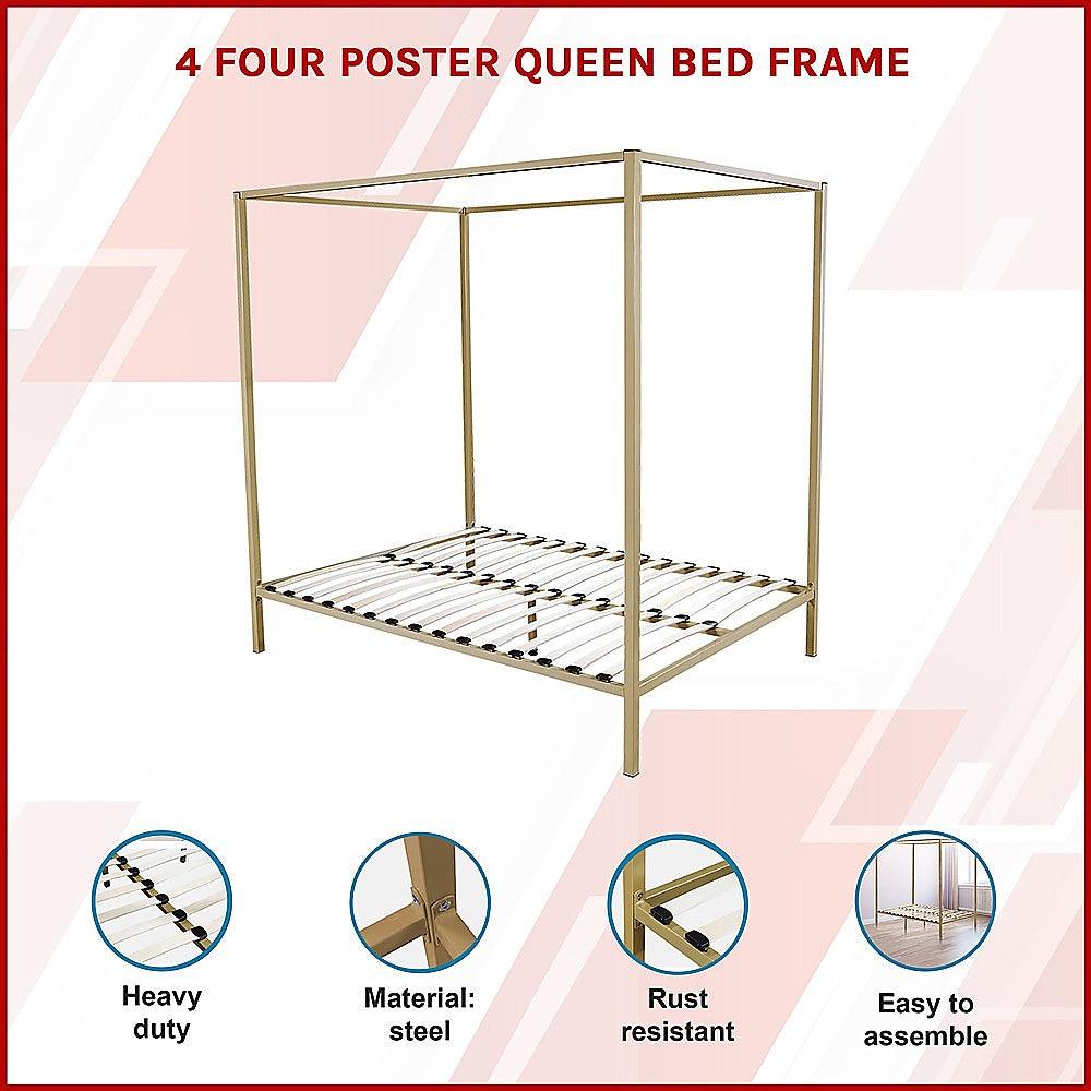 Buy 4 Four Poster Queen Bed Frame discounted | Products On Sale Australia