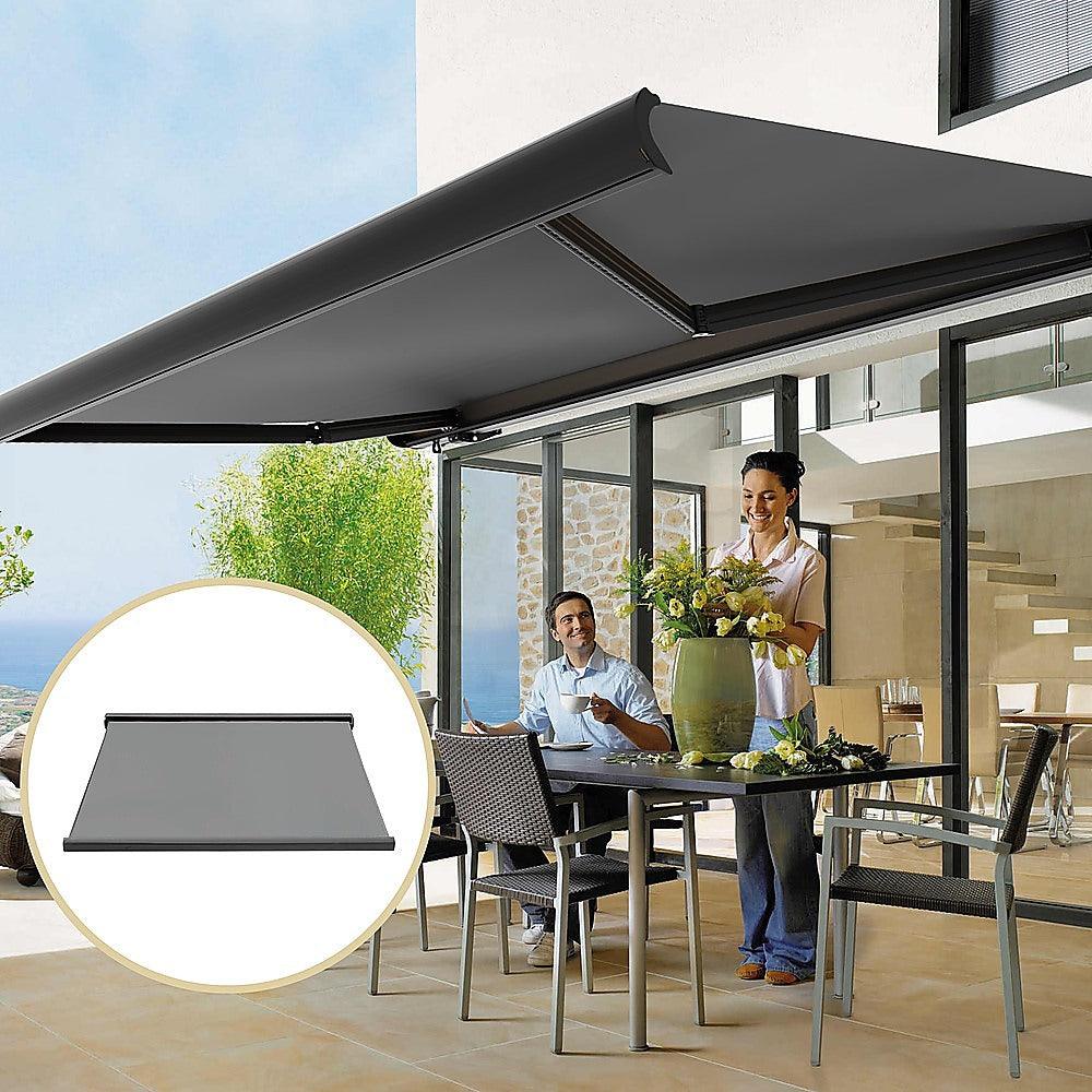 Buy 5.0m x 3.0m Retractable Folding Arm Awning Heavy Duty Full Cassette Motorised discounted | Products On Sale Australia